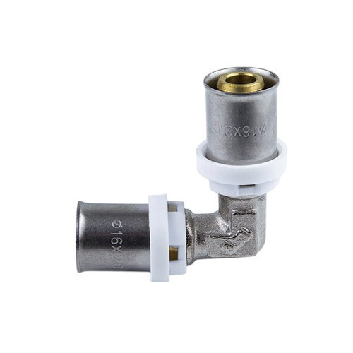 Угольник латунный Aquasfera 8005 DN 20.4 PN 16 покрытие - никель, пресс, 8005-02 1