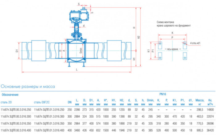 Кран шаровой подземный Маршал 11с67п 3ЦПП.00.3 DN 400 PN 16 полнопроходной под приварку