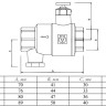 Клапан обратный VALTEC VT.171.N.07 1 1/4" DN 32 PN 25 пружинный резьбовой, с дренажем и воздухоотводчиком, латунный с никелевым покрытием 2
