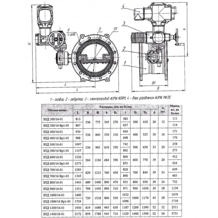 Затвор ЭНЭКОС DN 700 PN 16 поворотный фланцевый с двойным эксцентриком с редуктором, электроприводом и блоком управления