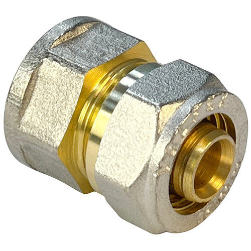 Соединитель обжимной VALFEX VF.302.N ВР 3/4" Ду 32 Ру 25 переход на внутреннюю резьбу, никелированный латунный