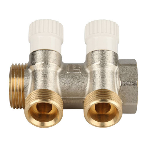 Коллектор распределительный STOUT SMB 6851 2 отвода ВР-НР 1"х3/4" DN 25 PN 10 с запорными клапанами 2