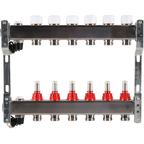 Коллектор ROMMER с расходомерами с клапаном вып. воздуха и сливом 6 выходов