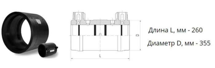 Муфта э/с 355 мм SDR 9 ПЭ100 электросварная