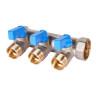Коллектор распределительный STOUT SMB 6211 3 отвода ВР-НР 3/4"х1/2" DN 20 PN 10 с шаровыми кранами синяя рукоятка уплотнительное кольцо 1