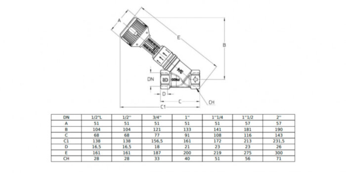 Клапан Cim 727 1/2" L Ру 20 балансировочный Cimberio