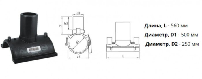 Патрубок-накладка э/с 500х250 мм SDR11 ПЭ100 электросварной