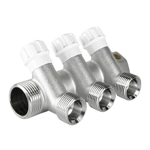 Коллектор распределительный VALFEX VF.560.NE.0506 6 отводов ВР-НР 3/4" DN 20 PN 10 с регулирующими клапанами евроконус