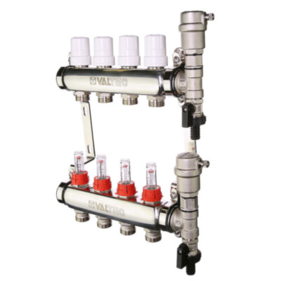 Коллекторная группа VALTEC VTc.589.EMNX.0606 6-ти контурный ВР-НР 1"x3/4" DN 25 PN 9 с регулирующими клапанами и расходомерами