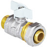 Кран шаровой латунный для МП Aquasfera Standard 1117 DN 15 Dтр 20 PN 16 резьба - 1/2'', покрытие - никель, неполнопроходной резьбовой НР/компрессионный, ручка-бабочка белая 1117-02 3
