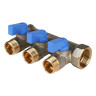 Коллектор распределительный STOUT SMB 6201 3 отвода ВР-НР 3/4"х1/2" DN 20 PN 10 с шаровыми кранами синяя рукоятка 1