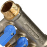 Коллектор распределительный STOUT SMB 6201 3 отвода ВР-НР 3/4"х1/2" DN 20 PN 10 с шаровыми кранами синяя рукоятка 3