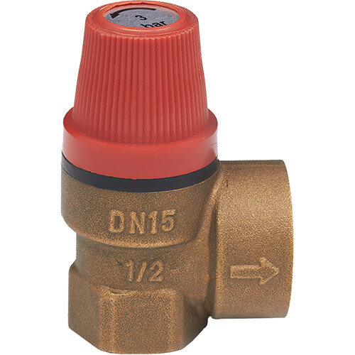 Предохранительный клапан латунный Aquasfera 3008 DN 15 PN 10 резьба - 1/2'', пружинный угловой с узлом ручного подрыва 3008-01