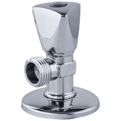 Клапан (вентиль) угловой для бытовых приборов латунный Aquasfera 1071 DN 15 PN 10 резьба - 1/2"х3/8", покрытие - хром, с отражателем, резьбовой НР-НР, маховик хромированный, 1071-03