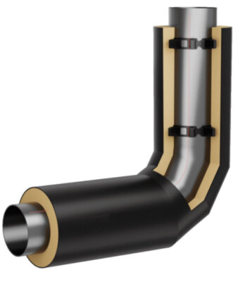 Отвод стальной в изоляции ППУ-ПЭ 90 градусов 325х6,0/500