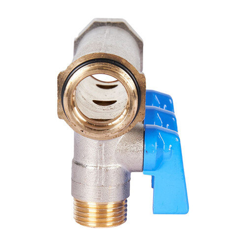 Коллектор распределительный STOUT SMB 6211 3 отвода ВР-НР 3/4"х1/2" DN 20 PN 10 с шаровыми кранами синяя рукоятка уплотнительное кольцо