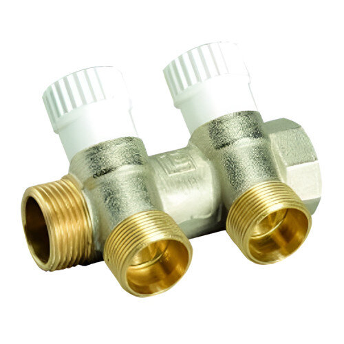 Коллектор распределительный Luxor CP 462 2 отвода ВР-НР 3/4"х1/2" DN 20 PN 10 с регулирующими клапанами