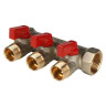 Коллектор распределительный STOUT SMB 6200 3 отвода ВР-НР 3/4"х1/2" DN 20 PN 10 с шаровыми кранами красная рукоятка 1