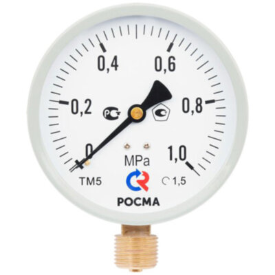 Манометр РОСМА ТМ-510Р.00 М2 (0...16 кгс/см2) Дкорп=100мм кл.1,5 М20х1,5 общетехнический радиальный 00000006821