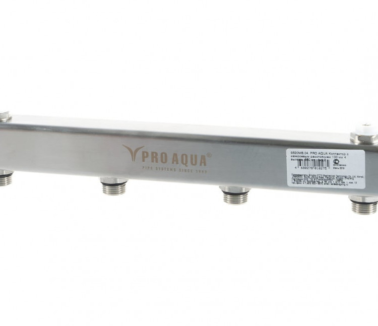Коллекторная группа Pro Aqua 1х1/2" 4 выходов с межосевым расстоянием 100 мм 1