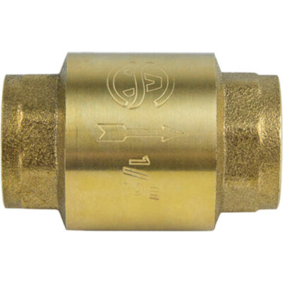 Клапан обратный латунный Aquasfera 3002 DN 20 PN 40 резьба - 3/4'', пружинный с латунным штоком, резьбовой ВР-ВР, 3002-02
