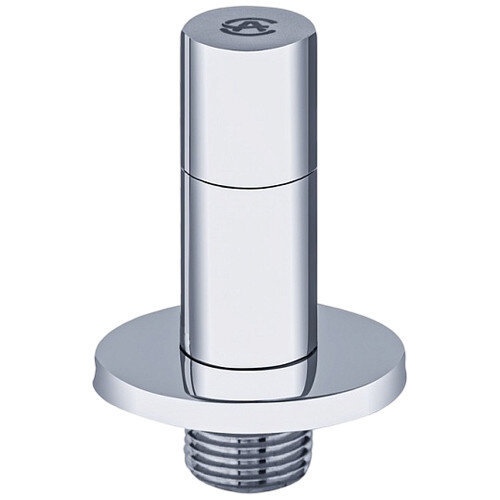 Клапан (вентиль) угловой для бытовых приборов латунный Aquasfera 1072 DN 15 PN 10 резьба - 1/2"х1/2", покрытие - хром, с отражателем, резьбовой НР-НР, маховик хромированный, 1072-01