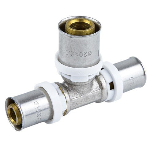 Тройник переходной латунный Aquasfera 8010 DN 20.4х32.5х32.5 PN 16 покрытие - никель, пресс, 8010-14