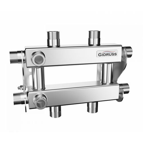 Коллектор распределительный GIDRUSS RMSS-40-2 3-х контурный НР 3/4" Ду 20 Ру 6 кольцевой