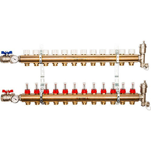 Распределительный коллектор STOUT с расходомерами 12 выходов