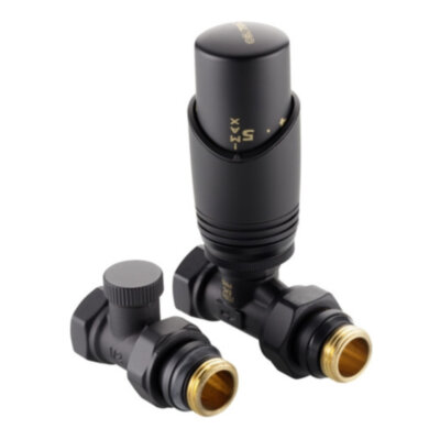 Комплект терморегулирующего оборудования Valtec VT.046 1/2" DN 15 PN 10 для радиатора прямой, черный