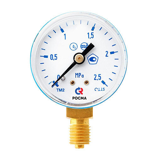 Манометр РОСМА ТМ-210Р.00 (0...1 МПа) Дкорп=50мм кл. 2,5 М12х1,5 кислород, заводской номер, сварочный общетехнический радиальный 00000010750