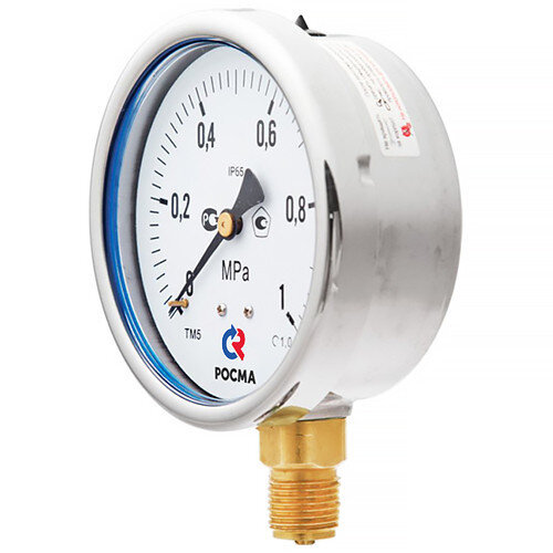 Манометр РОСМА ТМ-520Р.00 (0...2,5 МПа) Дкорп=100мм кл. 1,0 M20x1,5 виброустойчивый (готовый к гидрозаполнению) радиальный 00000001003