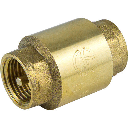Клапан обратный латунный Aquasfera 3002 DN 25 PN 40 резьба - 1'', пружинный с латунным штоком, резьбовой ВР-ВР, 3002-03