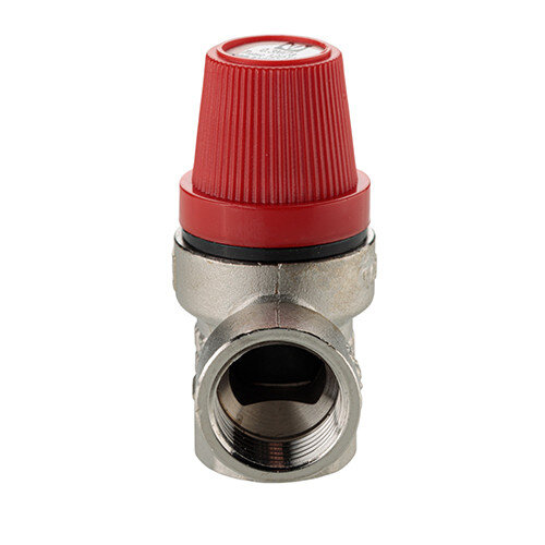 Клапан предохранительный VALTEC VT.0490.N.0430 1/2" DN 15 PN 10 пружинный с фиксированной настройкой 0,3 МПа, латунный с никелевым покрытием
