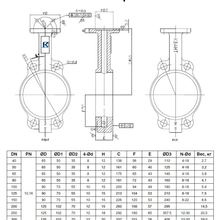 Затвор Kvant KV01 DN 50 PN 10 дисковый поворотный межфланцевый с электроприводом ГЗ-ОФ-45/11К 2