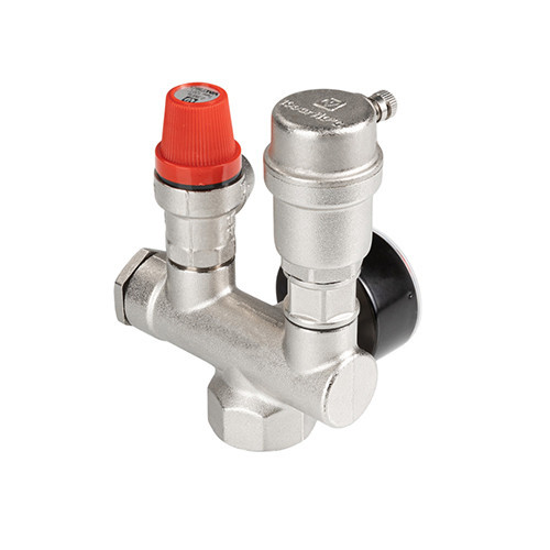 Группа безопасности VALTEC VT.460.0.0 1'' (0…10 бар) DN 25 PN 10 для котла, латунная с никелевым покрытием 6