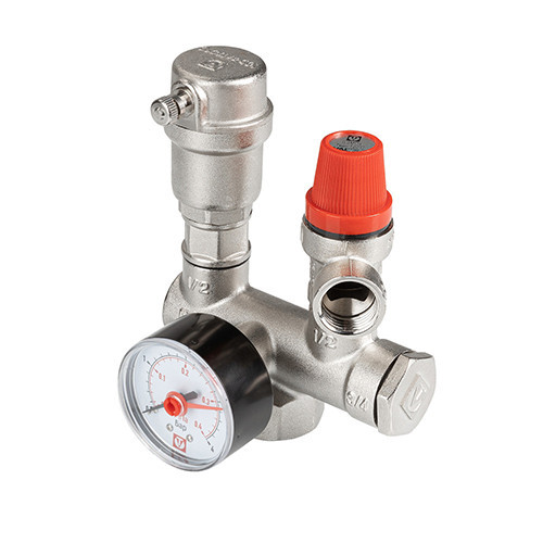 Группа безопасности VALTEC VT.460.0.0 1'' (0…10 бар) DN 25 PN 10 для котла, латунная с никелевым покрытием 1
