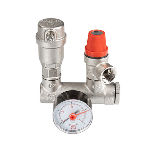 Группа безопасности VALTEC VT.460.0.0 1'' (0…10 бар) DN 25 PN 10 для котла, латунная с никелевым покрытием 9