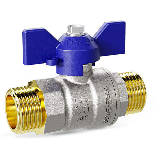 Кран шаровой латунный LD Pride Oxygen 40.15.Н-Н.Р GAS Ду 15 Ру 40 резьба (НР-НР) 1/2", никелированный кислородный