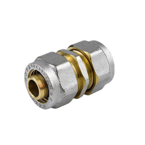 Муфта соединительная латунная Aquasfera 7003 DN 20 PN 16, покрытие - никель, компрессионный, 7003-02