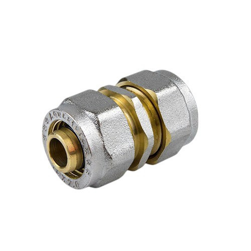 Муфта соединительная латунная Aquasfera 7003 DN 16 PN 16, покрытие - никель, компрессионный, 7003-01 3