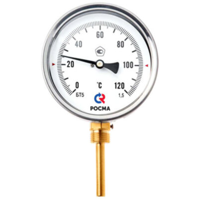Термометр РОСМА БТ-32.211-100 Дкорп=63мм 2,5 МПа кл. 2,5 G1/2" Tраб = -40...+60°C биметаллический радиальный 00000002438