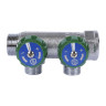 Коллектор распределительный STOUT SMB 6849 2 отвода ВР-НР 3/4"х1/2" DN 20 PN 16 с регулирующими клапанами плоское уплотнение 2