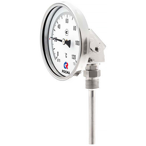 Термометр РОСМА БТ-54.220-250 Дкорп=100мм 10 МПа кл. 1,5 G1/2" Траб = 0...+350°C биметаллический коррозионностойкий универсальный 00000041403