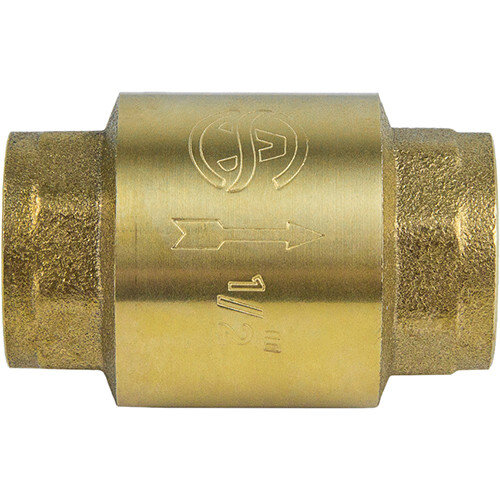 Клапан обратный латунный Aquasfera 3002 DN 32 PN 30 резьба - 1 1/4'', пружинный с латунным штоком, резьбовой ВР-ВР, 3002-04