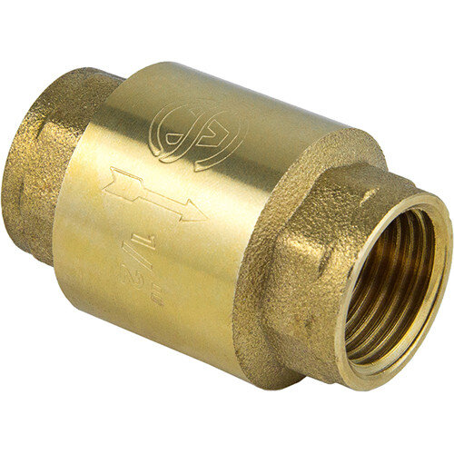 Клапан обратный латунный Aquasfera 3002 DN 32 PN 30 резьба - 1 1/4'', пружинный с латунным штоком, резьбовой ВР-ВР, 3002-04