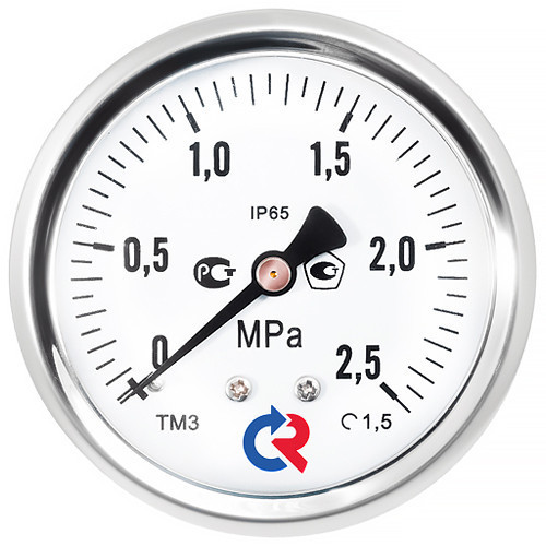 Манометр РОСМА ТМ-220Т.00 (0...10 МПа) Дкорп=50мм кл. 2,5 G1/4" виброустойчивый (готовый к гидрозаполнению) осевой 00000036043 1