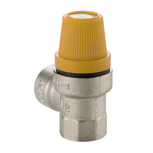 Клапан предохранительный VALTEC VT.0490.N.0460 1/2" DN 15 PN 10 пружинный с фиксированной настройкой 0,6 МПа, латунный с никелевым покрытием