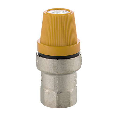 Клапан предохранительный VALTEC VT.0490.N.0460 1/2" DN 15 PN 10 пружинный с фиксированной настройкой 0,6 МПа, латунный с никелевым покрытием