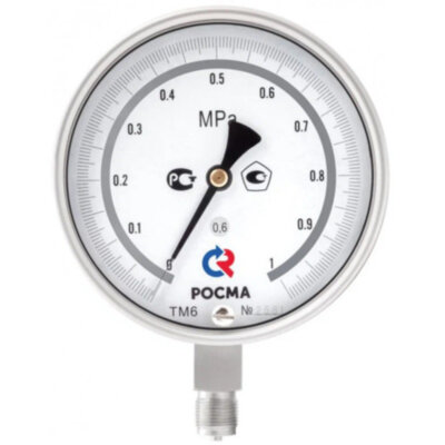 Манометр РОСМА ТМ-621РМТИ.00 (0...60 MПa) Дкорп=150мм кл. 0,6 M20x1,5 ЗП коррозионностойкий виброустойчивый радиальный УТ-00051366